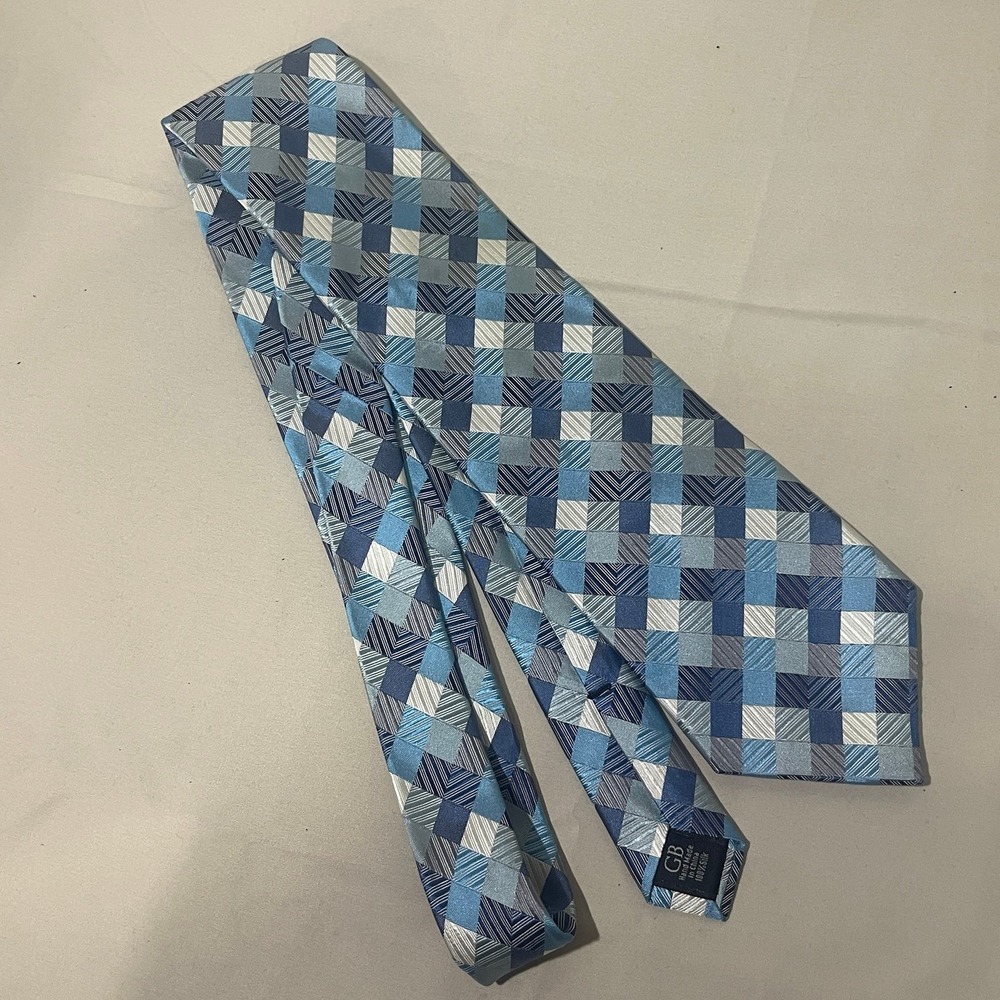 Geoffrey Beene Handmade 100% Silk Tie Geometric Formal Luxury Minimalist